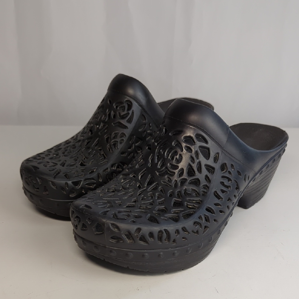 Dansko Black Cutout Design Clogs